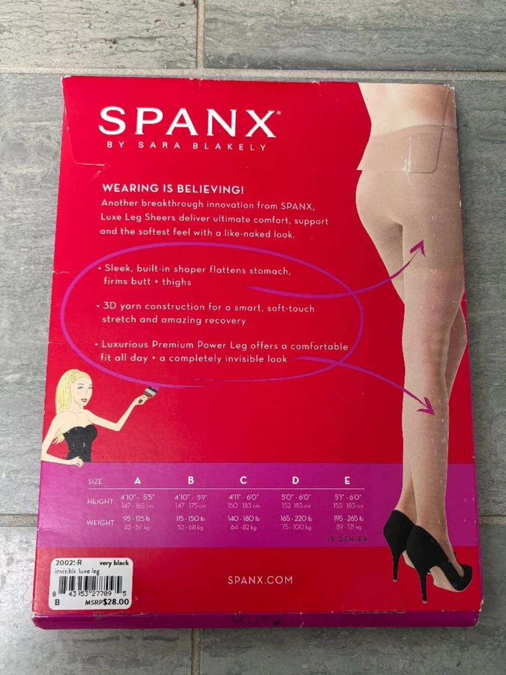 SPANX Sheers Leg Support Compression Tights Black Size B NWT